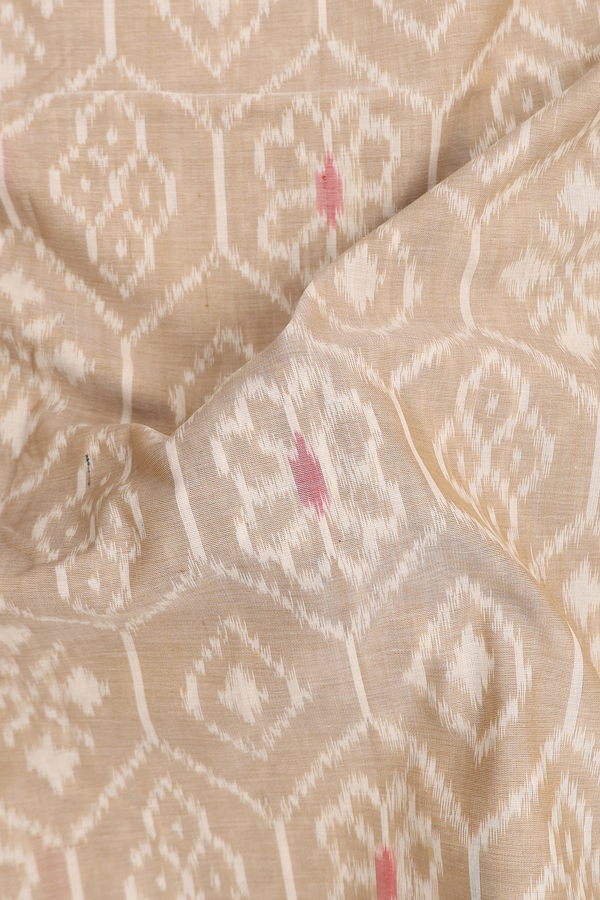 Pochampally Cotton Saree In Cream Color With Allover Design