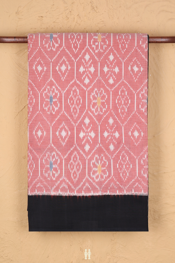 Pochampally Cotton Saree In Dusty Red With Allover Design