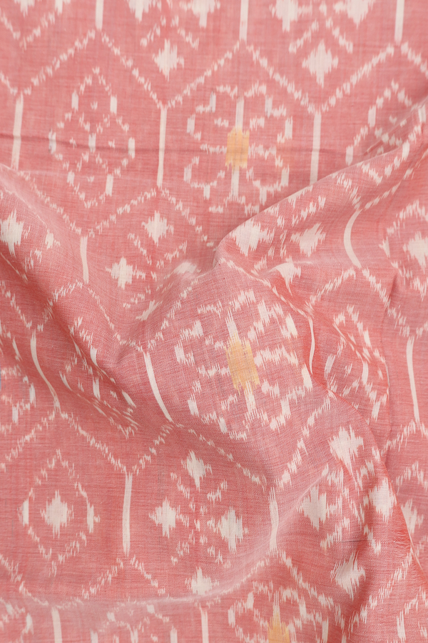 Pochampally Cotton Saree In Dusty Red With Allover Design