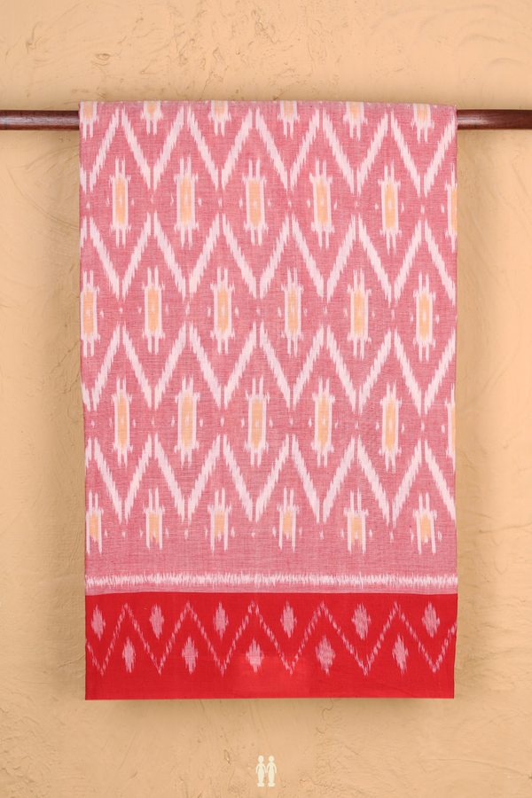 Pochampally Cotton Saree In Dusty Red With Allover Design