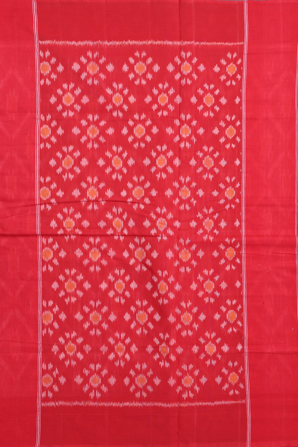 Pochampally Cotton Saree In Dusty Red With Allover Design