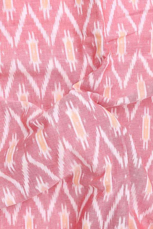 Pochampally Cotton Saree In Dusty Red With Allover Design