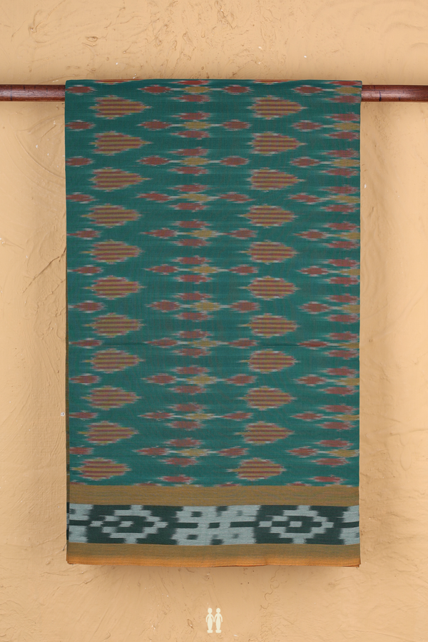 Pochampally Cotton Saree In Forest Green With Allover Design
