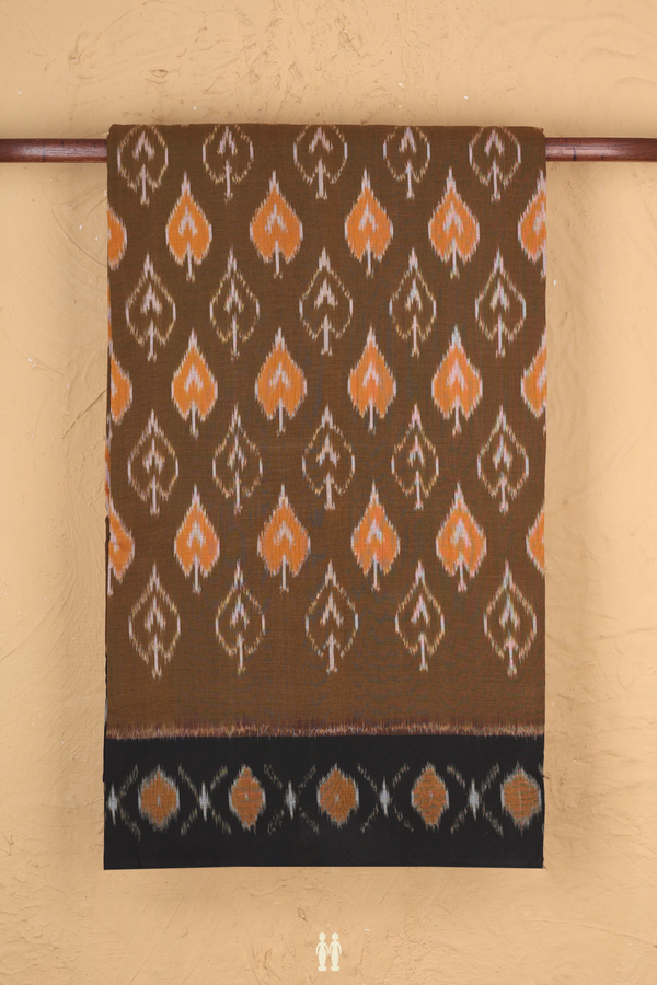 Pochampally Cotton Saree In Golden Brown With Printed Design