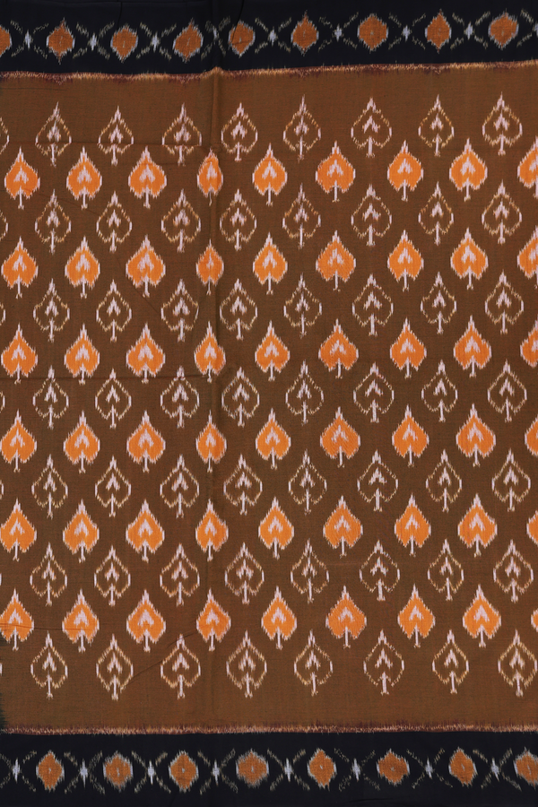 Pochampally Cotton Saree In Golden Brown With Printed Design