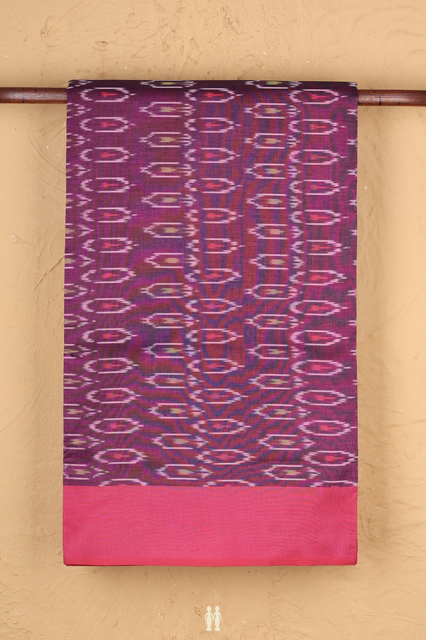 Pochampally Cotton Saree In Grape Purple With Allover Design