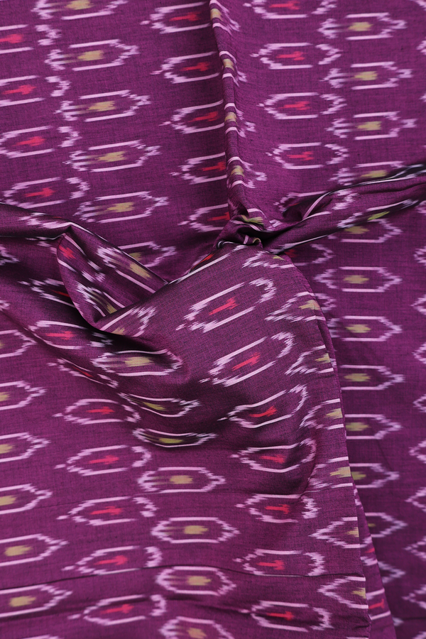 Pochampally Cotton Saree In Grape Purple With Allover Design