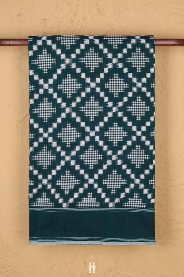 Pochampally Cotton Saree In Green With Diamond Design