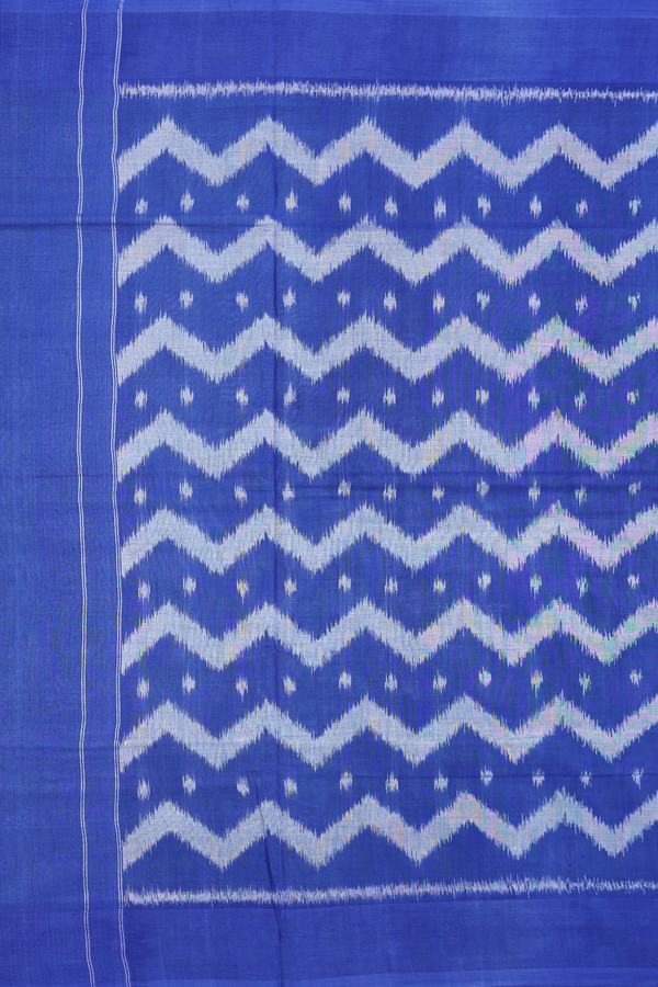 Pochampally Cotton Saree In Green With Printed Buttas