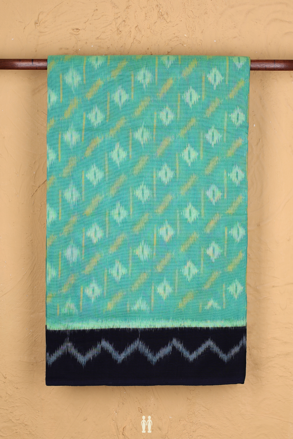 Pochampally Cotton Saree In Green With Printed Design