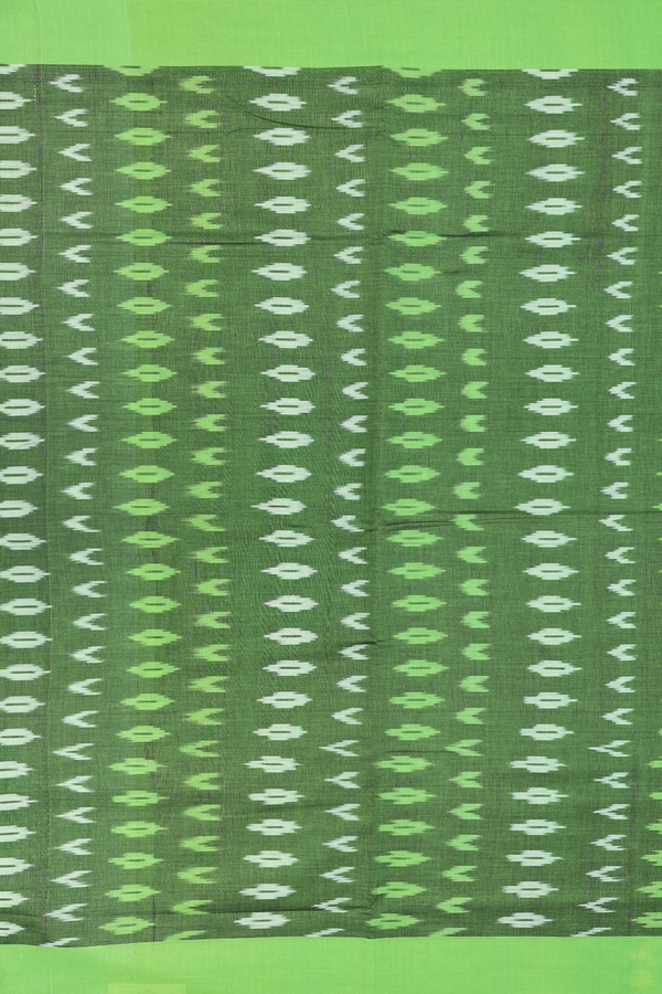 Pochampally Cotton Saree In Green With Printed Design