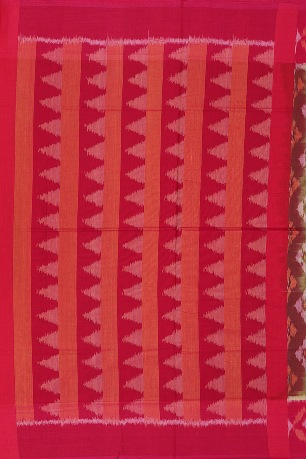 Pochampally Cotton Saree In Green With Printed Design