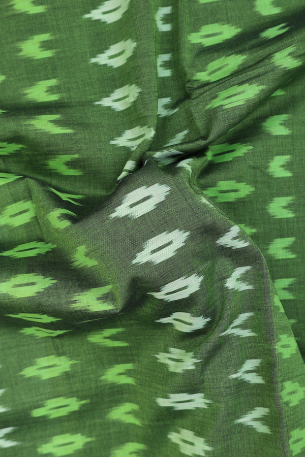Pochampally Cotton Saree In Green With Printed Design