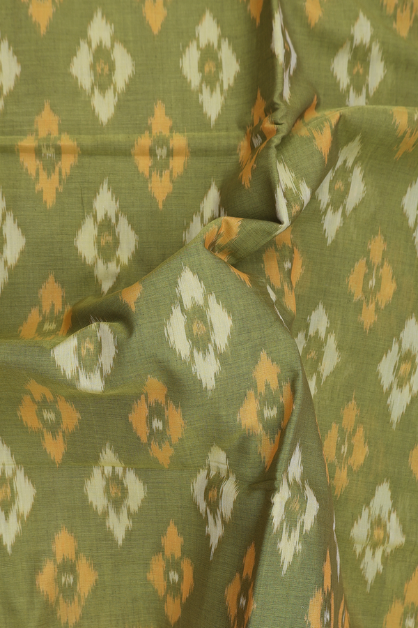 Pochampally Cotton Saree In Green With Printed Design