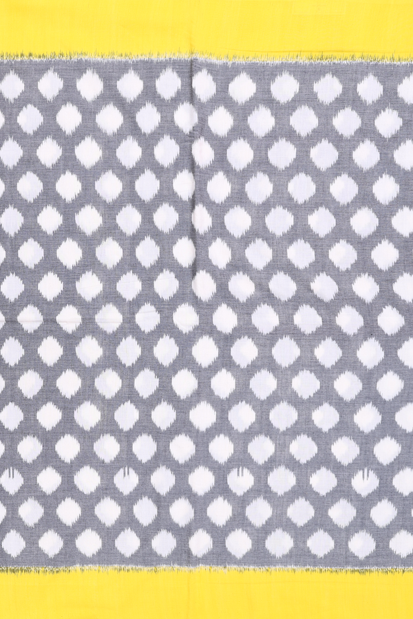 Pochampally Cotton Saree In Grey With Printed Buttas