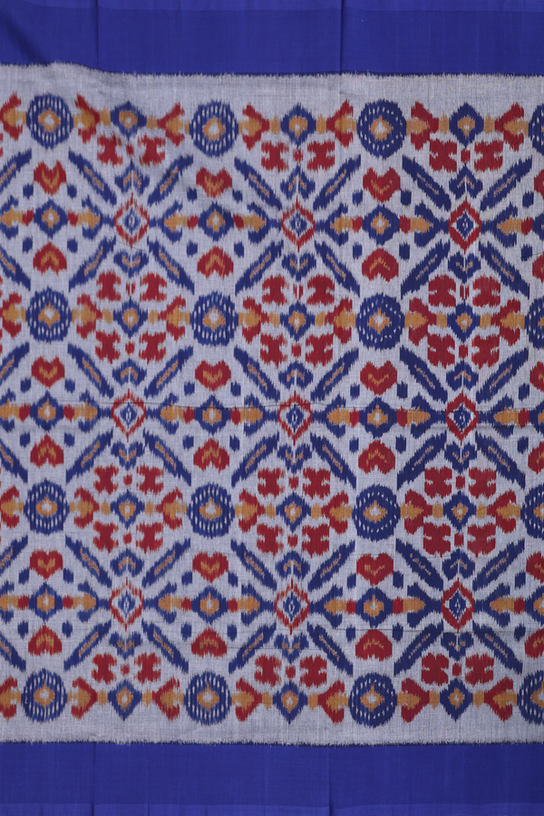 Pochampally Cotton Saree In Grey With Ikat Design