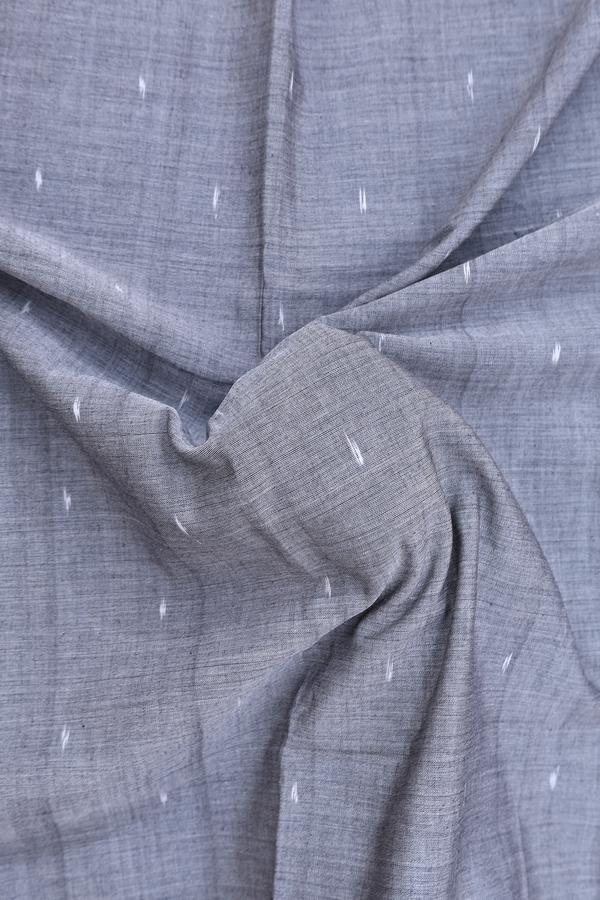 Pochampally Cotton Saree In Grey With Printed Buttis