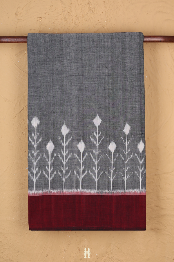 Pochampally Cotton Saree In Grey With Printed Design