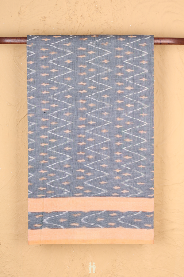 Pochampally Cotton Saree In Grey With Printed Design