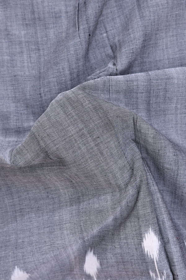 Pochampally Cotton Saree In Grey With Printed Design