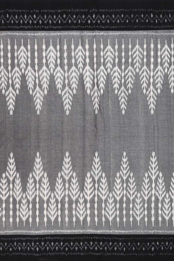Pochampally Cotton Saree In Grey With Tree Design