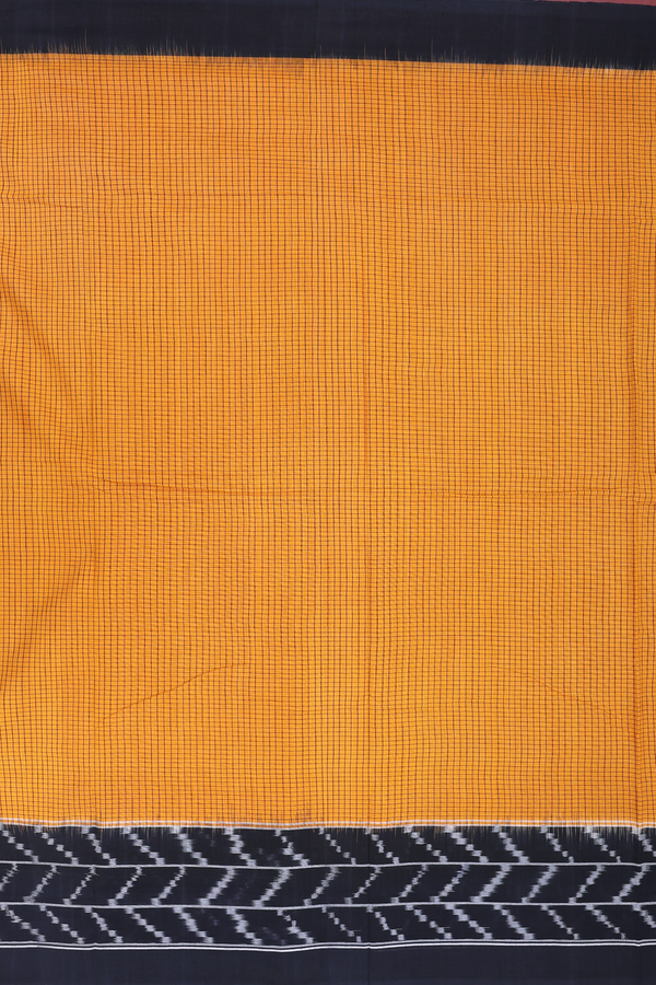 Pochampally Cotton Saree In Honey Orange With Checks Design