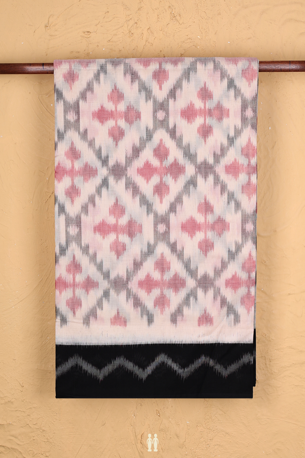 Pochampally Cotton Saree In Ivory With Printed Design