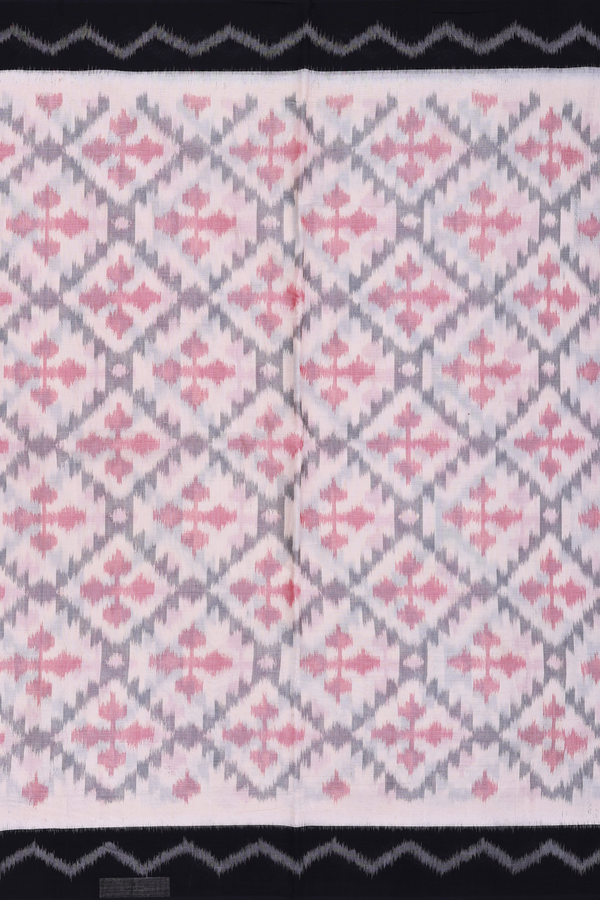 Pochampally Cotton Saree In Ivory With Printed Design