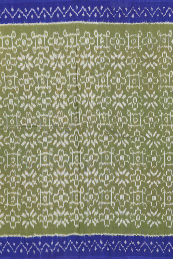 Pochampally Cotton Saree In Mehendi Green With Allover Design