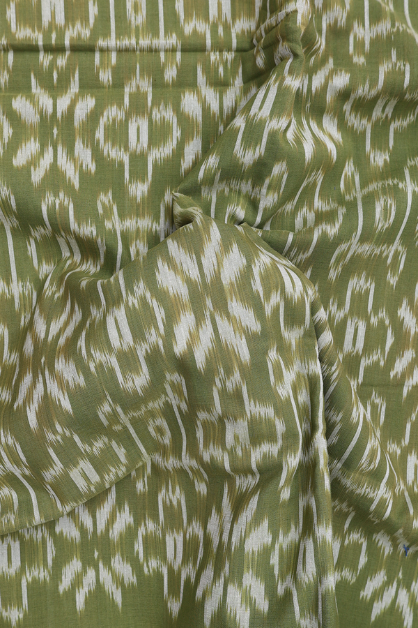 Pochampally Cotton Saree In Mehendi Green With Allover Design