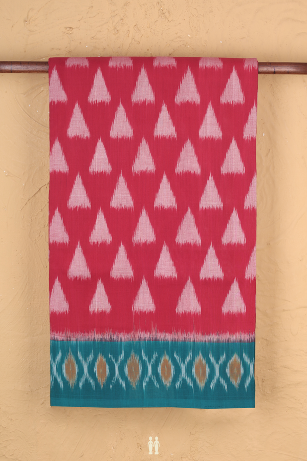 Pochampally Cotton Saree In Rose Red With Printed Design