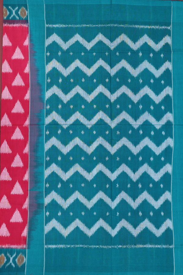 Pochampally Cotton Saree In Rose Red With Printed Design