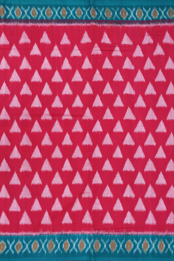 Pochampally Cotton Saree In Rose Red With Printed Design