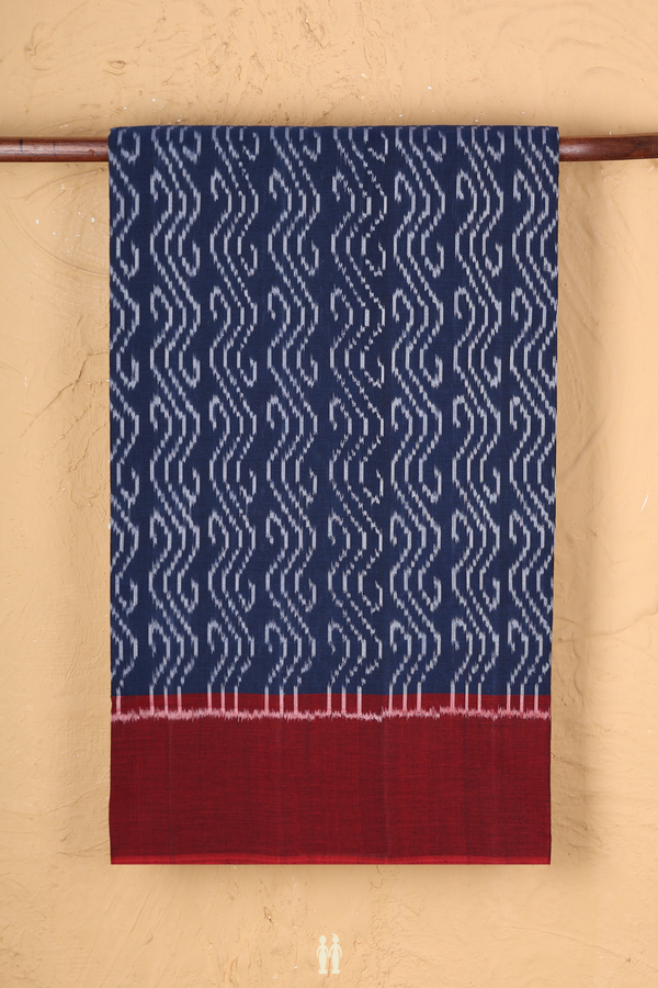 Pochampally Cotton Saree In Oxford Blue With Allover Design
