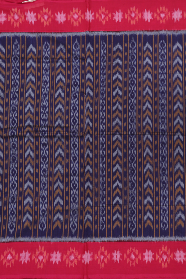 Pochampally Cotton Saree In Navy Blue With Allover Design