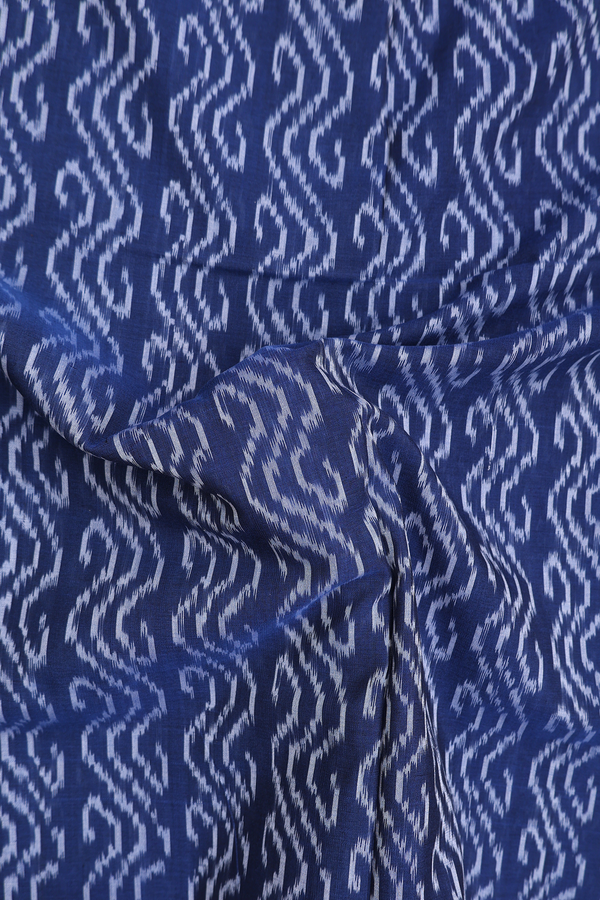 Pochampally Cotton Saree In Oxford Blue With Allover Design