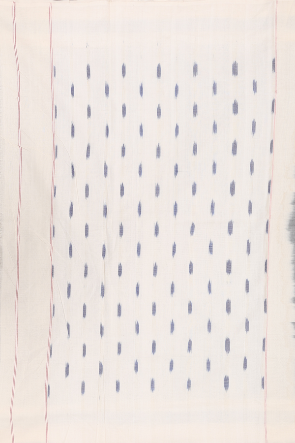 Pochampally Cotton Saree In Navy Blue With Contrast Border