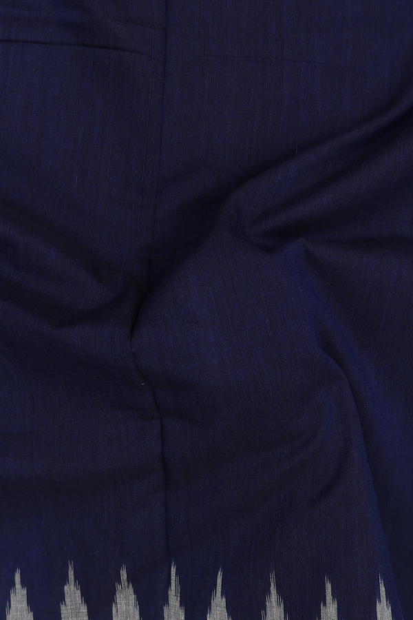 Pochampally Cotton Saree In Navy Blue With Contrast Border