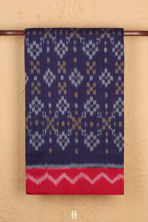 Pochampally Cotton Saree In Navy Blue With Allover Design
