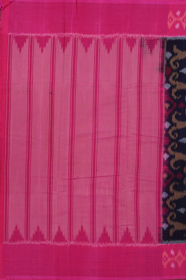Pochampally Cotton Saree In Navy Blue With Printed Design
