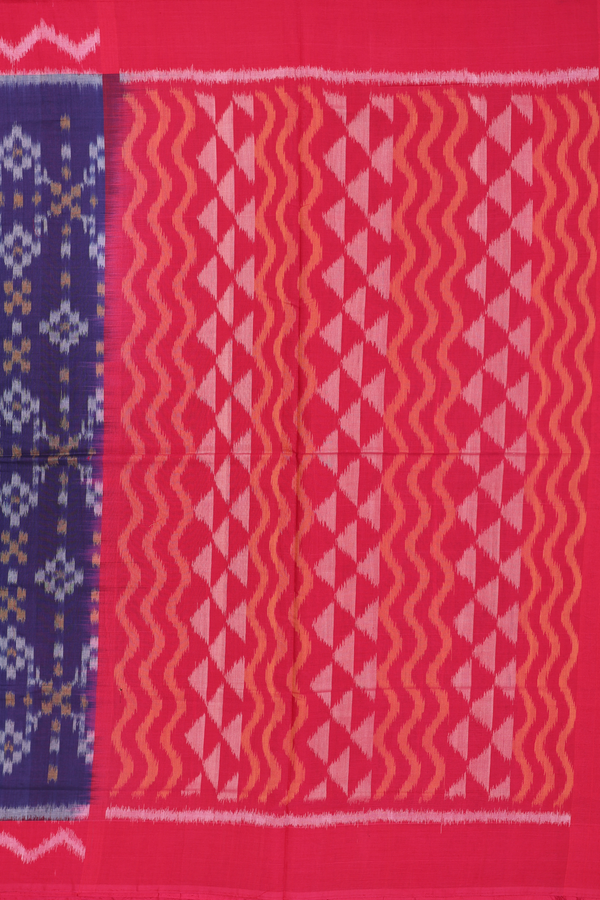 Pochampally Cotton Saree In Navy Blue With Allover Design