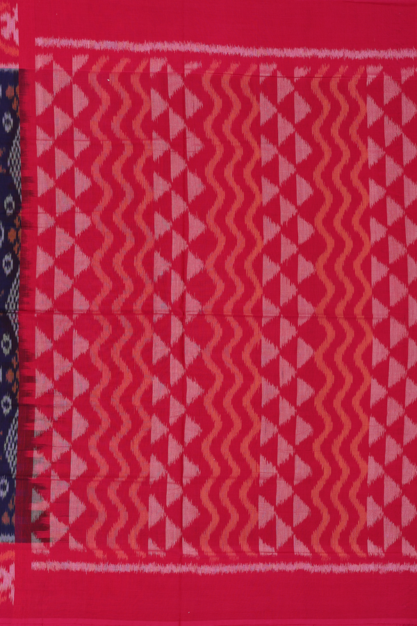 Pochampally Cotton Saree In Navy Blue With Printed Design