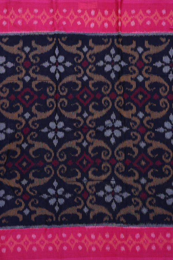 Pochampally Cotton Saree In Navy Blue With Printed Design