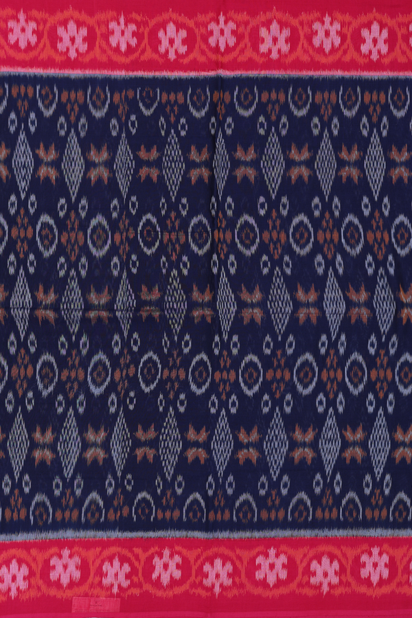 Pochampally Cotton Saree In Navy Blue With Printed Design