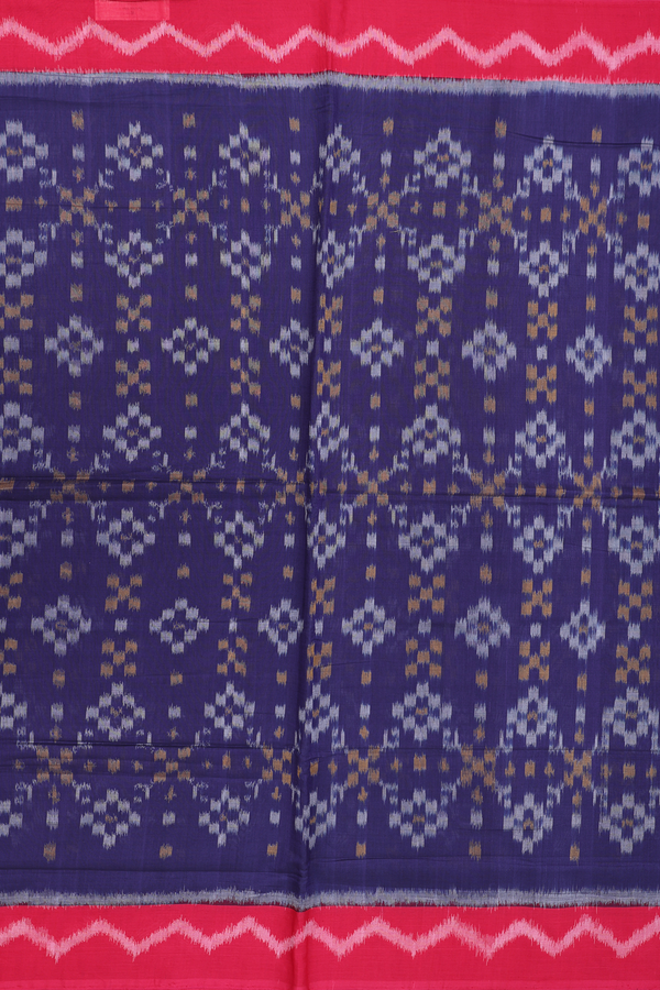Pochampally Cotton Saree In Navy Blue With Allover Design