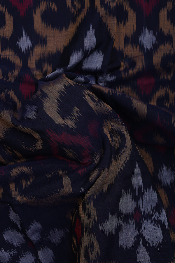 Pochampally Cotton Saree In Navy Blue With Printed Design