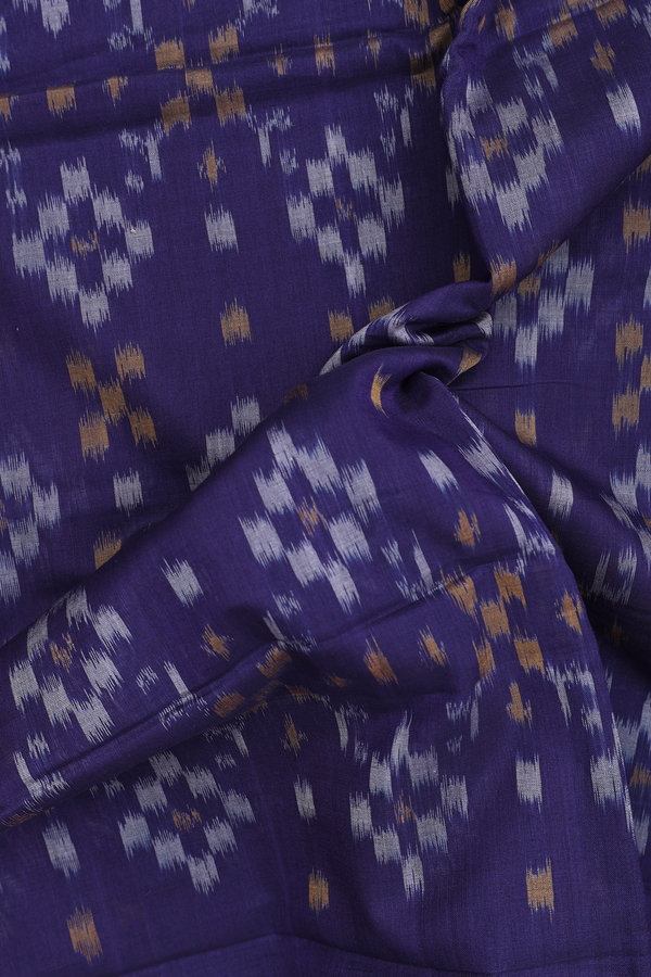 Pochampally Cotton Saree In Navy Blue With Allover Design