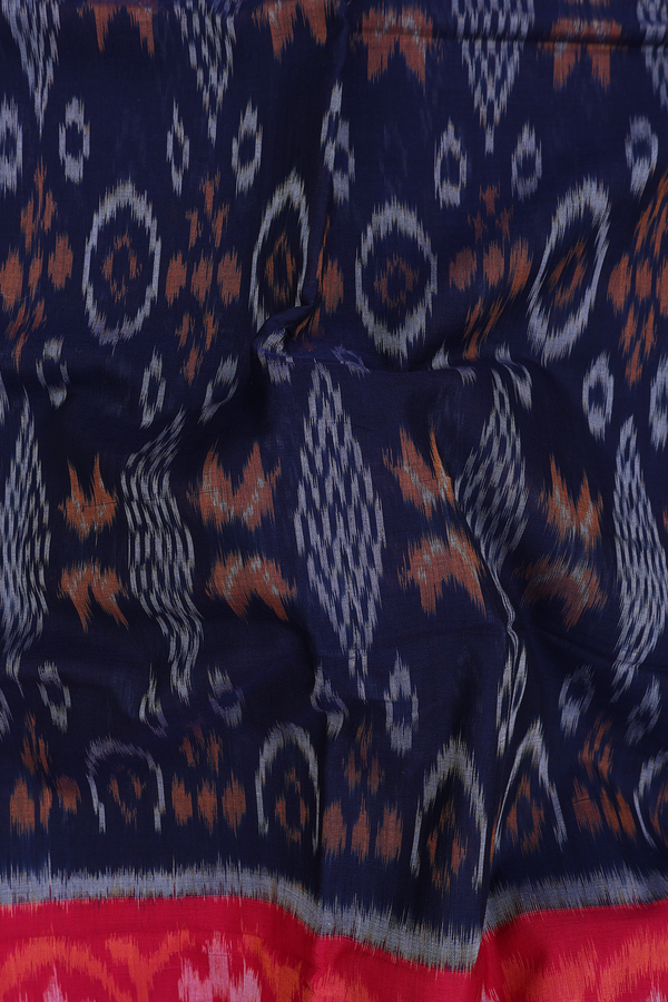 Pochampally Cotton Saree In Navy Blue With Printed Design