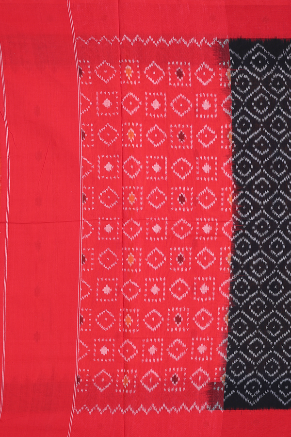 Pochampally Cotton Saree In Honey Orange With Ikat Design