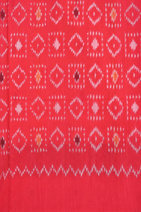 Pochampally Cotton Saree In Honey Orange With Ikat Design